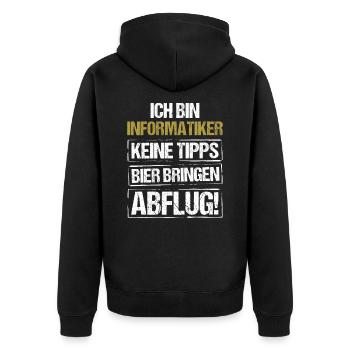 I'm a computer scientist - bring beer and take off - Unisex Premium Organic Zip Hoodie - black - Back - Nico (187cm)