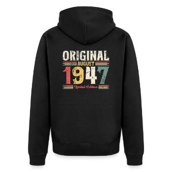 77th Birthday Original August 1947 Year 1947 - Unisex Premium Organic Zip Hoodie - black - Back - Nico (187cm)
