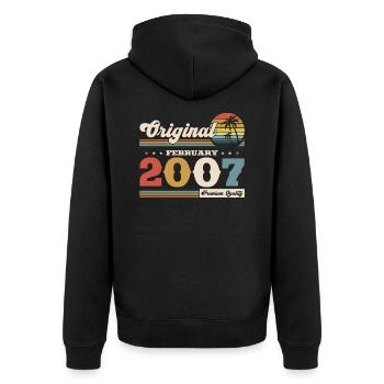 18. Geburtstag Geschenk Mann Original Februar 2007 - Unisex Premium Bio Zip Hoodie - Schwarz - Hinten - Nico (187cm)