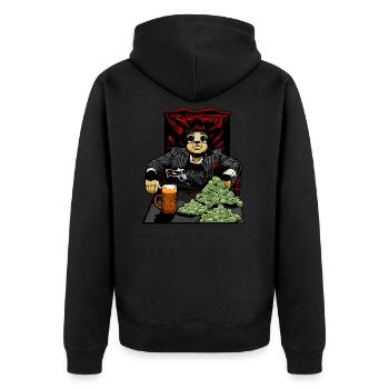 Scar Faultier - Unisex Premium Bio Zip Hoodie - Schwarz - Hinten - Nico (187cm)