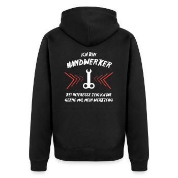 Werkzeug - Unisex Premium Bio Zip Hoodie - Schwarz - Hinten - Nico (187cm)