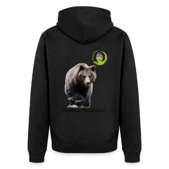 Katja Retter HWR transparent - Unisex Premium Bio Zip Hoodie - Schwarz - Hinten - Nico (187cm)