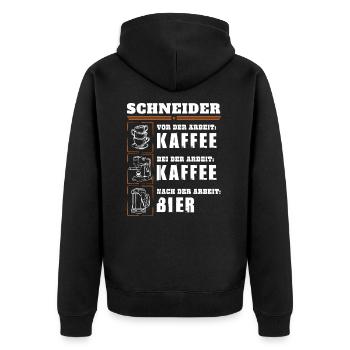 Mon quotidien de tailleur - Veste à capuche bio Premium Unisexe - noir - Dos - Nico (187cm)