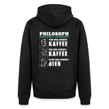 Mon quotidien de philosophe - Veste à capuche bio Premium Unisexe - noir - Dos - Nico (187cm)