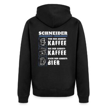 Mon quotidien de tailleur - Veste à capuche bio Premium Unisexe - noir - Dos - Nico (187cm)