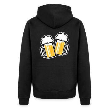 2 Maßkrüge Stoßen An, Prosit! (Bier Maßkrug / 3C) - Unisex Premium Bio Zip Hoodie - Schwarz - Hinten - Nico (187cm)