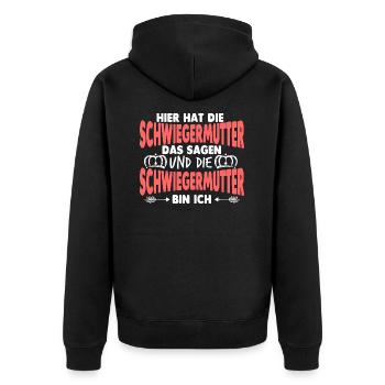 Schwiegermama Schwiegermutter - Unisex Premium Bio Zip Hoodie - Schwarz - Hinten - Nico (187cm)