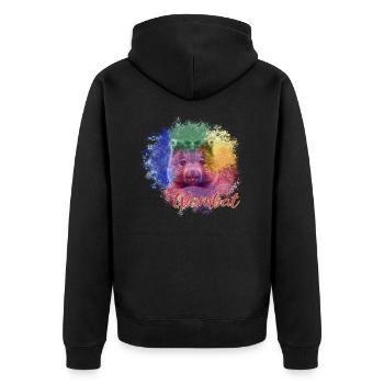 Wombat - Unisex Premium Bio Zip Hoodie - Schwarz - Hinten - Nico (187cm)