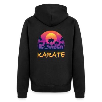 Karate - Unisex Premium Bio Zip Hoodie - Schwarz - Hinten - Nico (187cm)