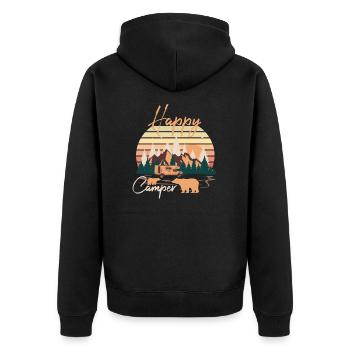 Happy Camper - Unisex Premium Bio Zip Hoodie - Schwarz - Hinten - Nico (187cm)