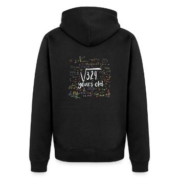 18. Geburtstag - Wurzel aus 324 - Unisex Premium Bio Zip Hoodie - Schwarz - Hinten - Nico (187cm)