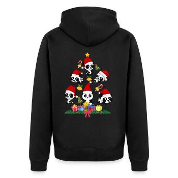 Panda-Weihnachten. Weihnachtsgeschenk - Unisex Premium Bio Zip Hoodie - Schwarz - Hinten - Nico (187cm)