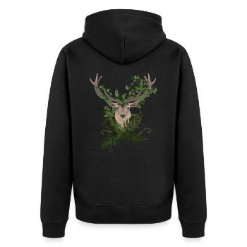 Deer & Ferns - Unisex Premium Organic Zip Hoodie - black - Back - Nico (187cm)