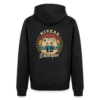 Niveau 12 débloque - Veste à capuche bio Premium Unisexe - noir - Dos - Nico (187cm)