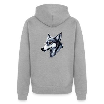 Grey Wolf - Unisex Premium Organic Zip Hoodie - heather grey - Back - Nico (187cm)