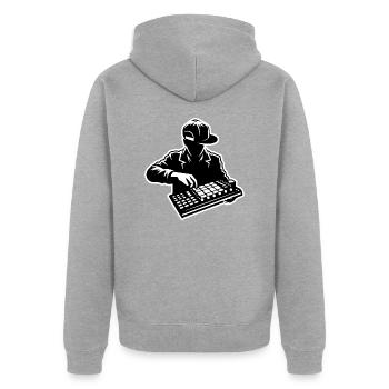 Hip Hop Beatmaker (Schlaganfall) - Unisex Premium Bio Zip Hoodie - Grau meliert - Hinten - Nico (187cm)