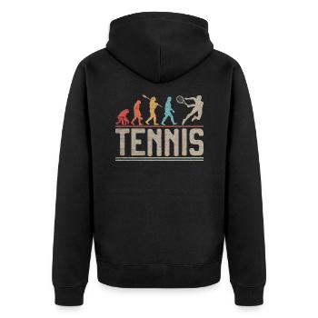 Tennisspieler Evolution von Man Vintage Tennis Liebe - Unisex Premium Bio Zip Hoodie - Schwarz - Hinten - Nico (187cm)