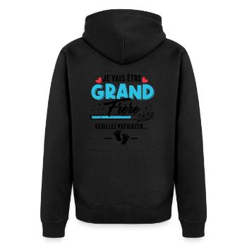 Je Vais Être Grand Frère 2024 - Veste à capuche bio Premium Unisexe - noir - Dos - Nico (187cm)