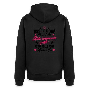 Assez doué pour être aide-soignante assez folle - Veste à capuche bio Premium Unisexe - noir - Dos - Nico (187cm)