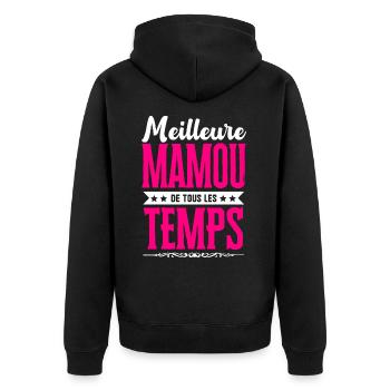 Meilleure Mamou de Tous les Temps - Rose/Blanc - Veste à capuche bio Premium Unisexe - noir - Dos - Nico (187cm)