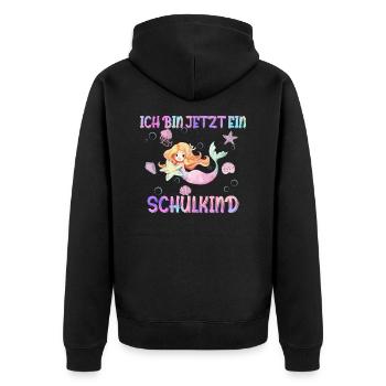 Schulkind Meerjungfrau Mädchen Einschulung - Unisex Premium Bio Zip Hoodie - Schwarz - Hinten - Nico (187cm)