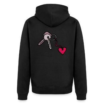 Double clé avec porte-clés de chaîne cardiaque - Veste à capuche bio Premium Unisexe - noir - Dos - Nico (187cm)