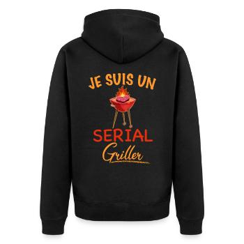 Serial Griller la série barbecue humour vacances - Veste à capuche bio Premium Unisexe - noir - Dos - Nico (187cm)