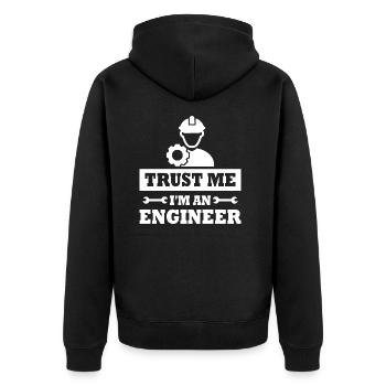 Glauben Sie mir, ich bin Ingenieur - Unisex Premium Bio Zip Hoodie - Schwarz - Hinten - Nico (187cm)