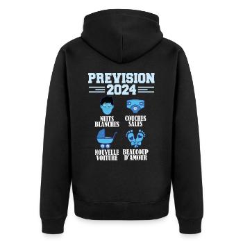 Annonce Grossesse 2024 Prévision pour 2024 Annonce - Veste à capuche bio Premium Unisexe - noir - Dos - Nico (187cm)