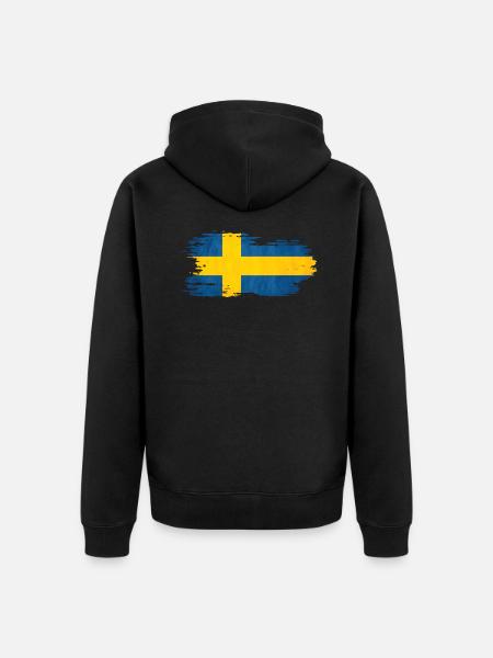 Sweden - National flag, brush effect - Unisex Premium Organic Zip Hoodie - black