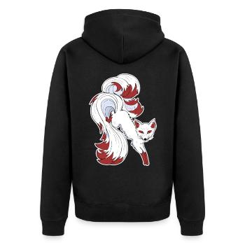 Nine-tailed fox - Unisex Premium Organic Zip Hoodie - black - Back - Nico (187cm)
