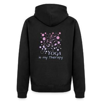 Yoga yoga - Unisex Premium Bio Zip Hoodie - Schwarz - Hinten - Nico (187cm)