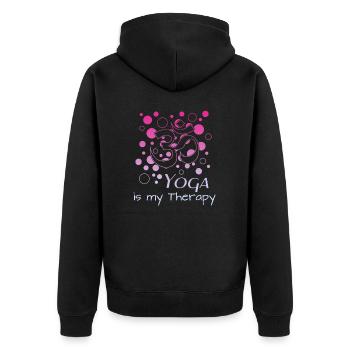 yoga - Unisex Premium Bio Zip Hoodie - Schwarz - Hinten - Nico (187cm)