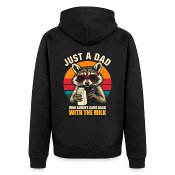 Nur ein Vater, der immer mit der Milch zurückkam, Papa - Unisex Premium Bio Zip Hoodie - Schwarz - Hinten - Nico (187cm)