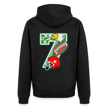Fußball 7. Geburtstagsparty Nummer 7 - 7 Jahre - Unisex Premium Bio Zip Hoodie - Schwarz - Hinten - Nico (187cm)