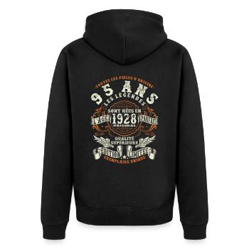 anniversaire 1928 - 95 ans - Veste à capuche bio Premium Unisexe - noir - Dos - Nico (187cm)