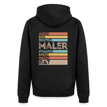 Auch die Besten Maler fragen mich nach Rat - Unisex Premium Bio Zip Hoodie - Schwarz - Hinten - Nico (187cm)