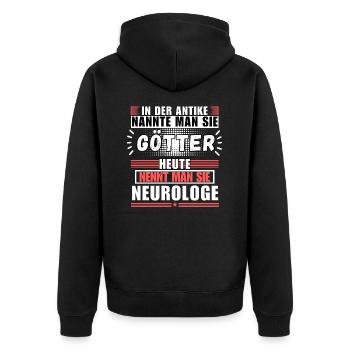 Götter in der Antike. Heute Neurologe - Unisex Premium Bio Zip Hoodie - Schwarz - Hinten - Nico (187cm)