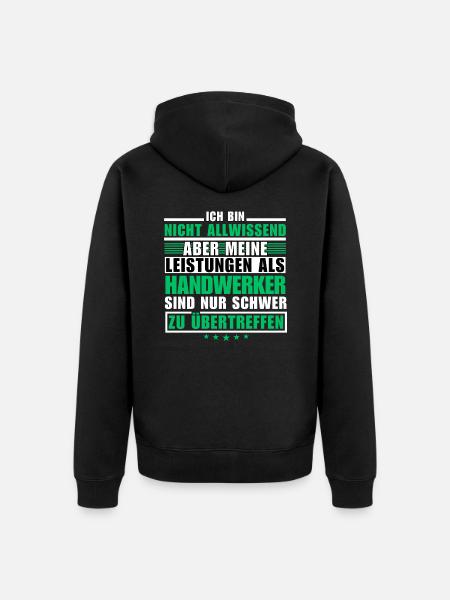 Unübertroffene Leistung als Handwerker - Unisex Premium Bio Zip Hoodie - Schwarz