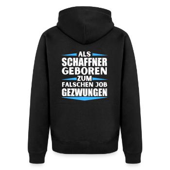 Conductor landed in the wrong job - Unisex Premium Organic Zip Hoodie - black - Back - Nico (187cm)