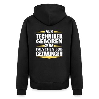 Technician landed in the wrong job - Unisex Premium Organic Zip Hoodie - black - Back - Nico (187cm)