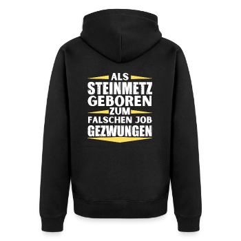 Stonemason landed in the wrong job - Unisex Premium Organic Zip Hoodie - black - Back - Nico (187cm)