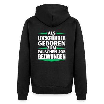 Lure leader landed in the wrong job - Unisex Premium Organic Zip Hoodie - black - Back - Nico (187cm)