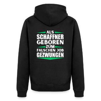 Conductor landed in the wrong job - Unisex Premium Organic Zip Hoodie - black - Back - Nico (187cm)