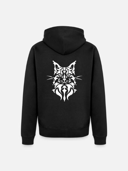 Tribal cat - Unisex Premium Organic Zip Hoodie - black