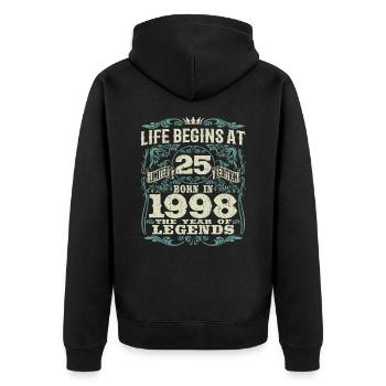 25 years - born the year of legends 1998 - Unisex Premium Organic Zip Hoodie - black - Back - Nico (187cm)