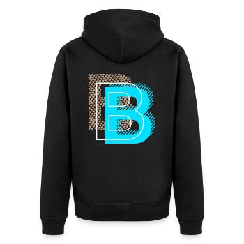 Cooler Buchstabe B - Unisex Premium Bio Zip Hoodie - Schwarz - Hinten - Nico (187cm)