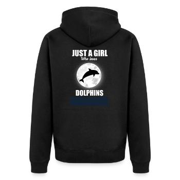 Delfin Mädchen Delfine Geschenk - Unisex Premium Bio Zip Hoodie - Schwarz - Hinten - Nico (187cm)