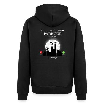 Parkour - Unisex Premium Organic Zip Hoodie - black - Back - Nico (187cm)