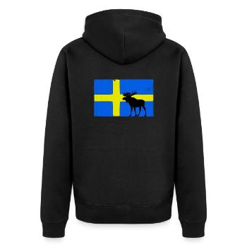 Elch Schweden Flagge - Unisex Premium Bio Zip Hoodie - Schwarz - Hinten - Nico (187cm)